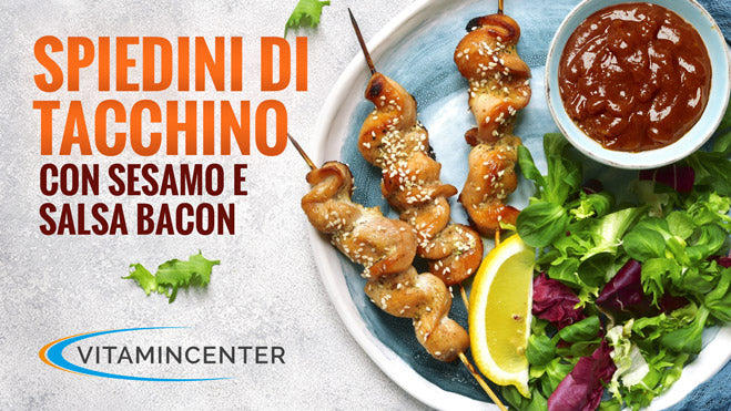 SPIEDINI DI TACCHINO, SESAMO E SALSA BACON