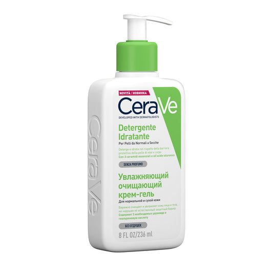 CeraVe Detergente Idratante Viso Pelle da Normale A Secca Con Acido Ialuronico E Ceramidi  263 ml