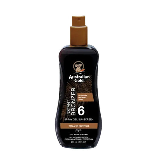 Australian Gold Spray Gel Solare Con Effetto Bronzer SPF6 Per Viso E Corpo 237ml