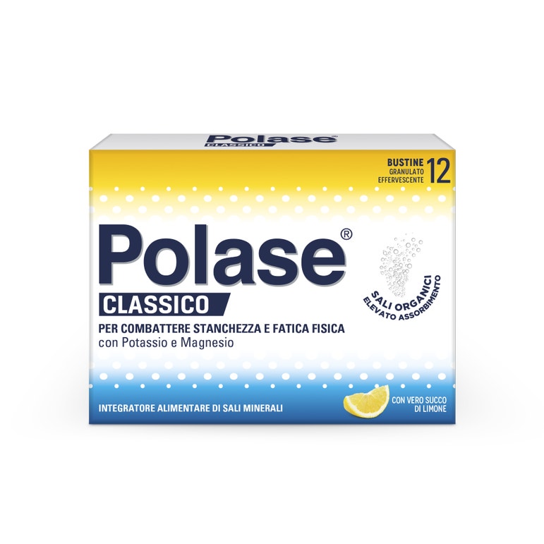 Polase Classico Magnesio E Potassio Integratore Alimentare Sali Minerali Gusto Limone 12 Bustine