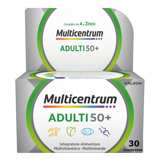 Multicentrum Adulti 50+ Integratore Alimentare Multivitaminico Vitamina B D E Magnesio Calcio 30 Compresse