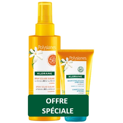 Klorane Kit Polysianes Spray Solare Tamanu Monoi SPF50 200ml + Shampoo Doccia Monoi 75ml