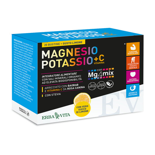 Erba Vita Magnesio E Potassio+Vitamina C Gusto Limone 20 Bustine