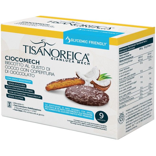 Tisanoreica Ciocomech Glycemic Friendly Biscotto Cocco 9x13g