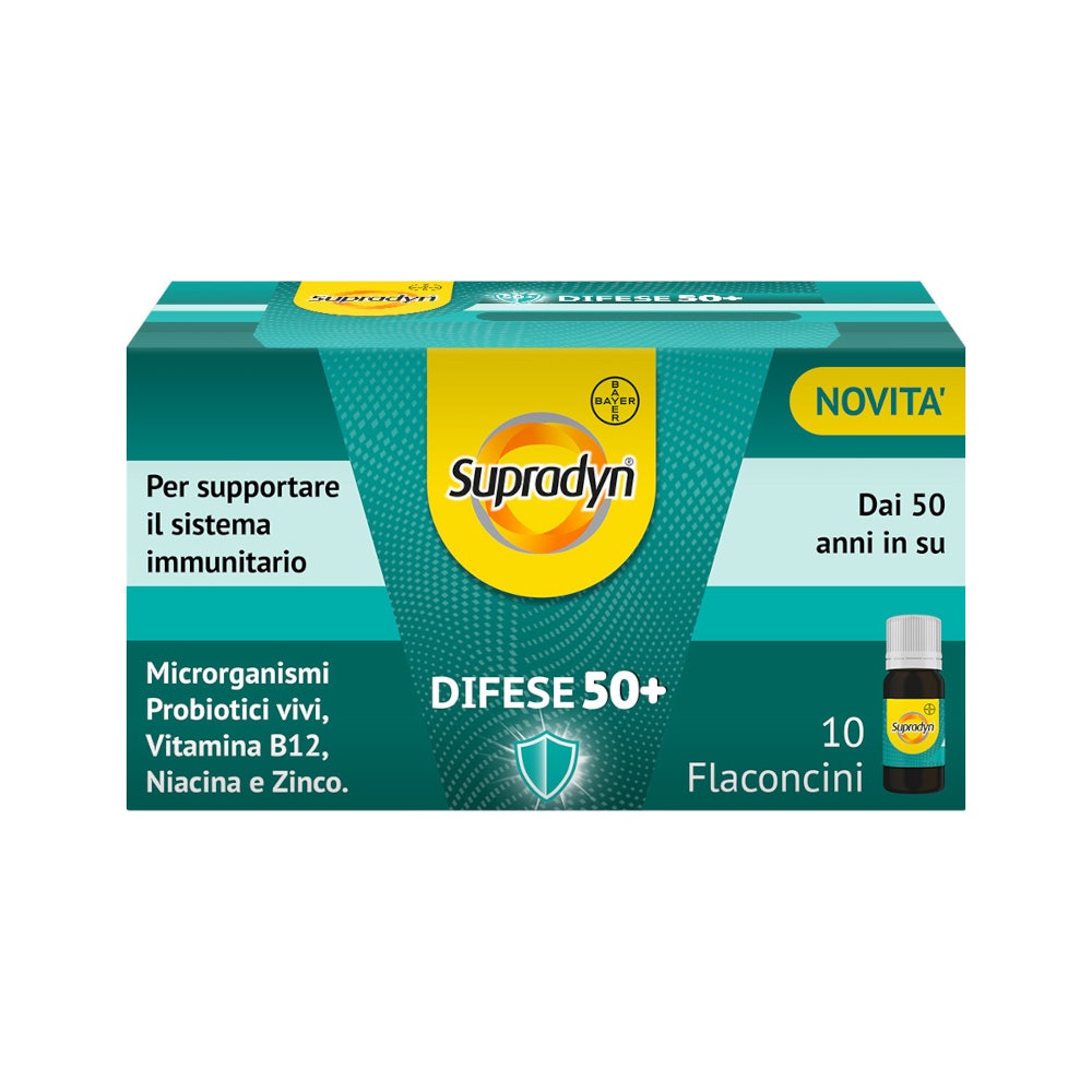 Supradyn Difese 50+  Probiotico Vitamina B12 e Zinco per Difese Immunitarie 10 Flaconcini