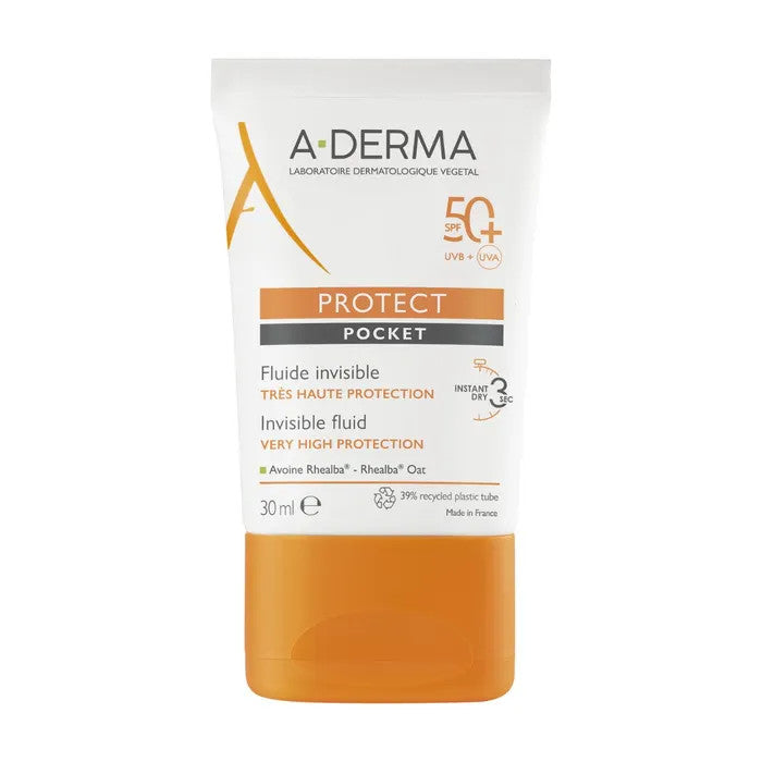 Aderma Protect Pocket Fluido Invisibile Solare Viso 30ml SPF50+