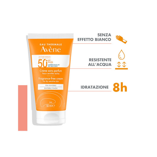 Avène Crema Senza Profumo SPF 50+ Solare Viso 50ml