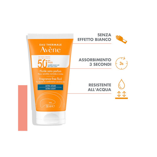 Avène Fluido Senza Profumo SPF 50+ Solare Viso 50ml