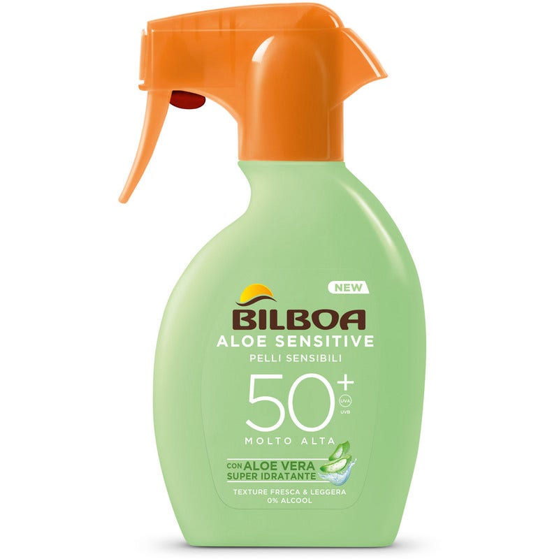 Bilboa Aloe Sensitive Pelli Sensibili Trigger Solare Corpo SPF50+ 250ml