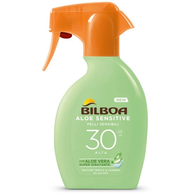 Bilboa Aloe Sensitive Pelli Sensibili Trigger Solare Corpo SPF30 250ml