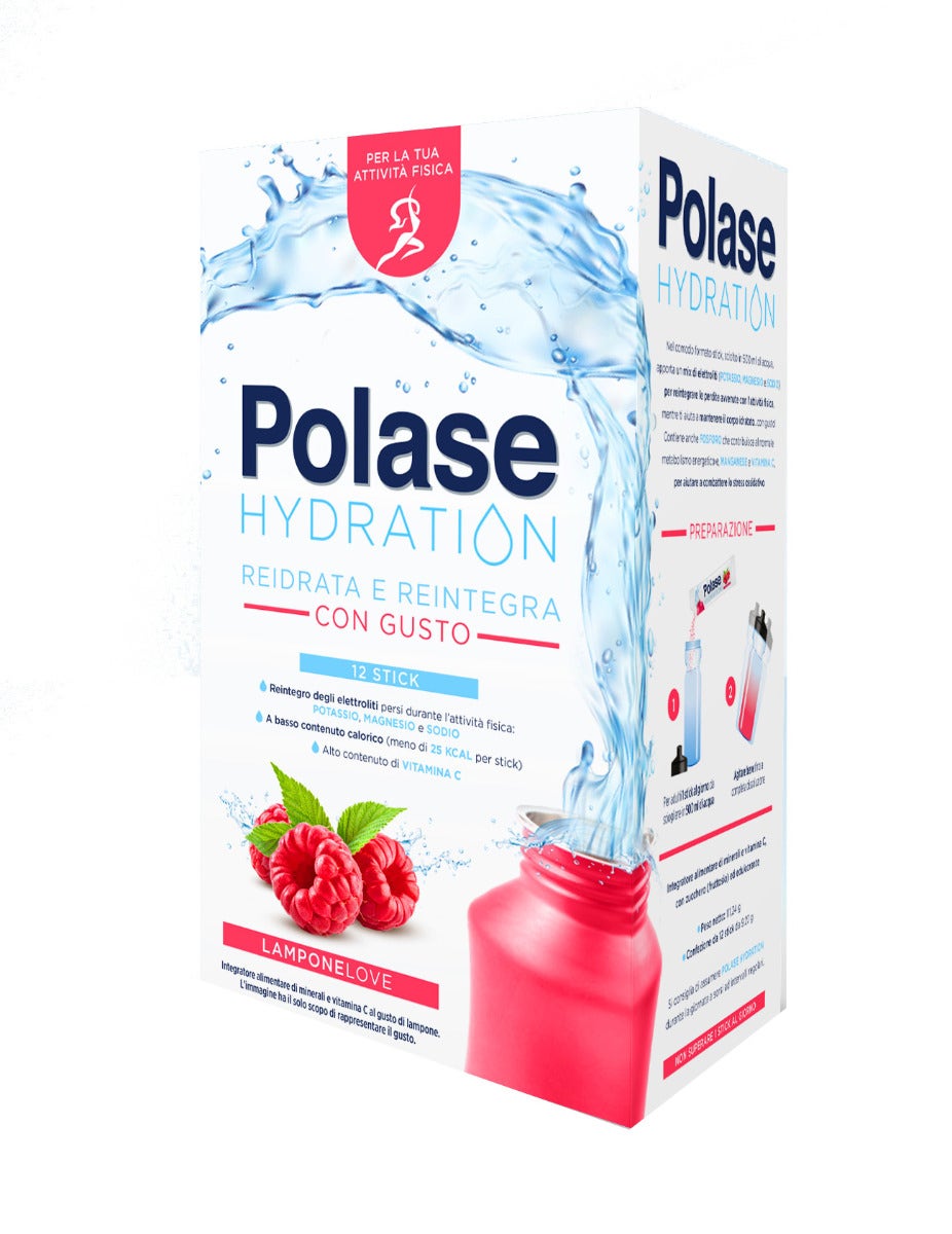 Polase Hydration Integratore Alimentare Magnesio E Potassio Sali Minerali Vitamina C Lampone 12 Stick