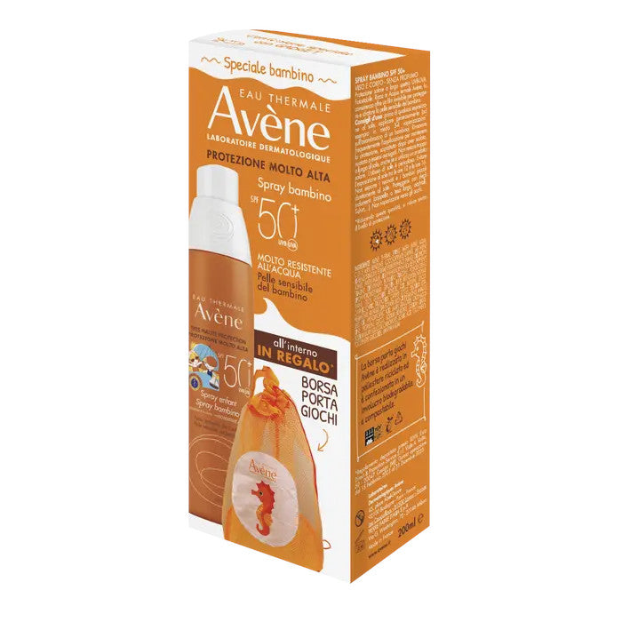 Eau Thermale Avène Spray Solare SPF50+ Bambino 200ml + Borsa Porta Giochi