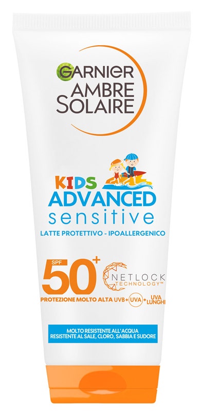 Garnier Ambre Solaire Advance Sensitive Latte Protettivo Bambini Tubo 200ml SPF50+