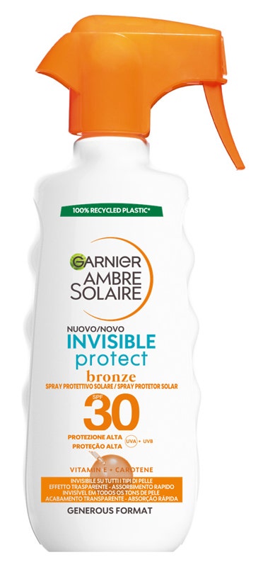 Garnier Ambre Solaire Invisible Protect Bronze Spray Protettivo Trasparente 300ml SPF30