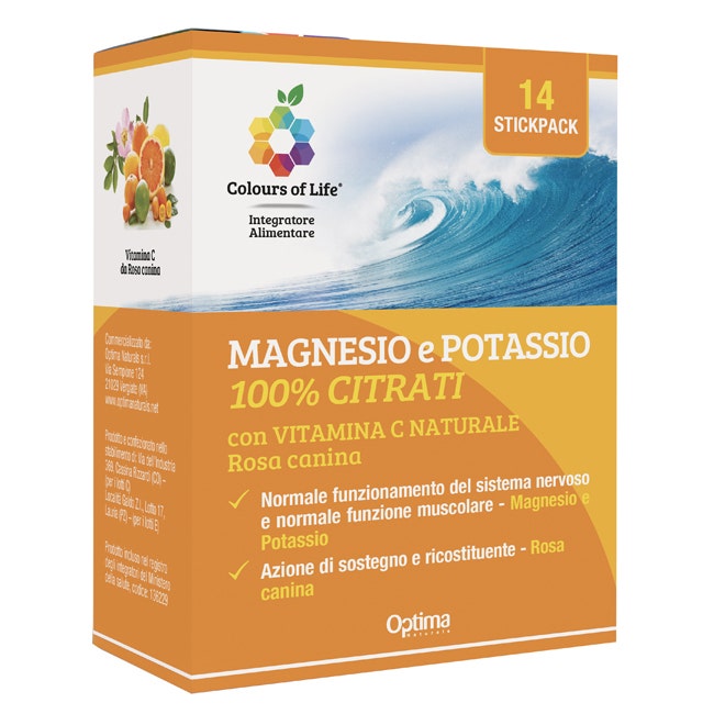 Colours Of Life Magnesio E Potassio 100% Citrati Con  Vitamina C Naturale 14 Stickpack