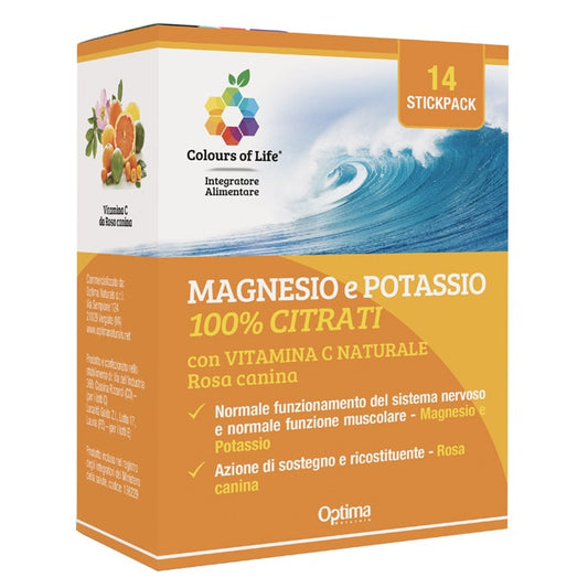 Colours Of Life Magnesio E Potassio 100% Citrati Con  Vitamina C Naturale 14 Stickpack