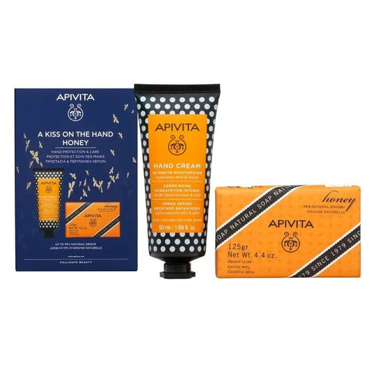 Apivita Cofanetto Crema Mani Idratante 50ml + Sapone Naturale al Miele 125g