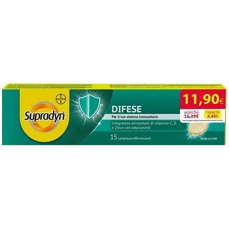 Supradyn Difese per il Sistema Immunitario con Vitamina C D e Zinco 15 Compresse Effervescenti