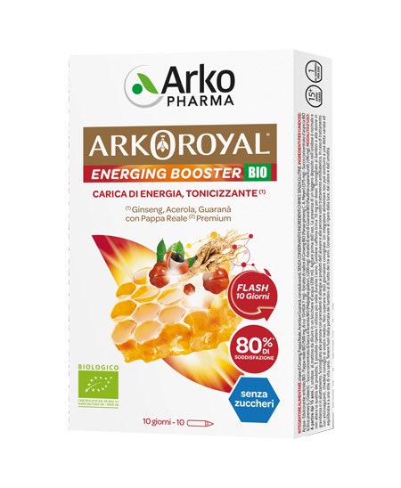 Arkoroyal Pappa Reale Premium Energing Booster Bio Senza Zuccheri 10 Flaconcini